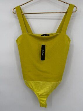 Lulus Yellow Bodysuit Women’s XL Square Neck Stretch Sleeveless NWT